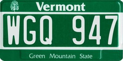 VT license plate WGQ947