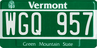 VT license plate WGQ957