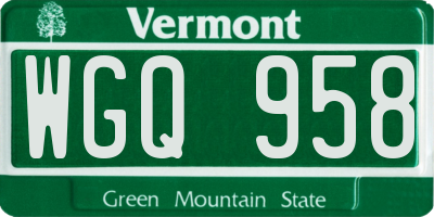 VT license plate WGQ958