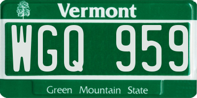 VT license plate WGQ959