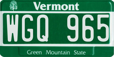VT license plate WGQ965