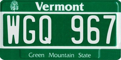 VT license plate WGQ967