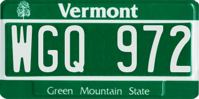 VT license plate WGQ972
