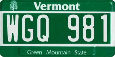VT license plate WGQ981