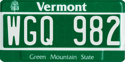 VT license plate WGQ982