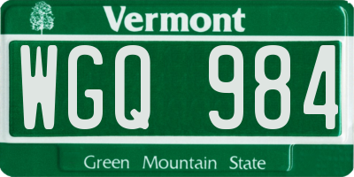 VT license plate WGQ984