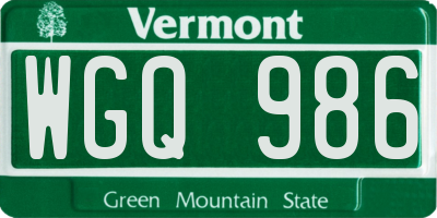VT license plate WGQ986
