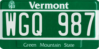 VT license plate WGQ987