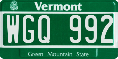 VT license plate WGQ992