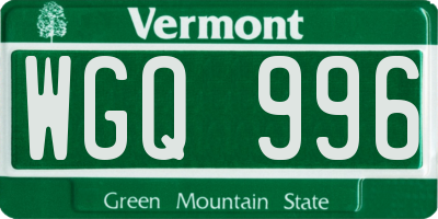 VT license plate WGQ996