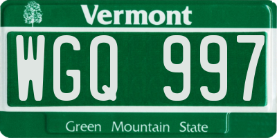 VT license plate WGQ997