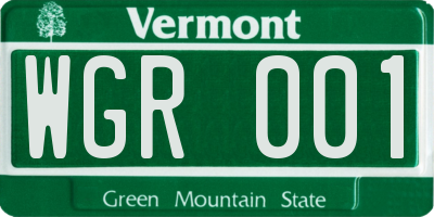 VT license plate WGR001