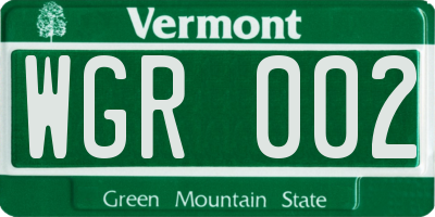 VT license plate WGR002