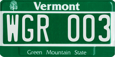 VT license plate WGR003