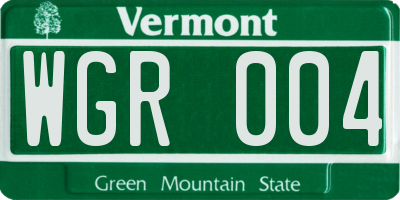 VT license plate WGR004