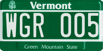 VT license plate WGR005
