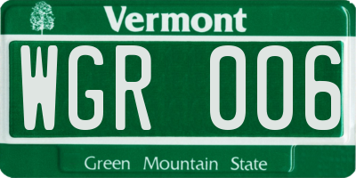 VT license plate WGR006