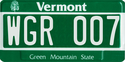 VT license plate WGR007