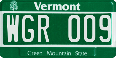 VT license plate WGR009