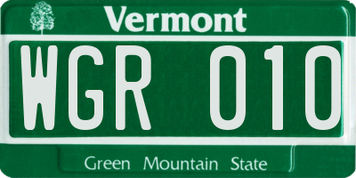 VT license plate WGR010