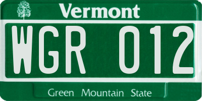 VT license plate WGR012
