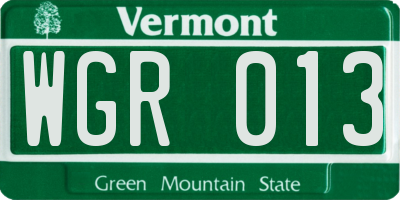 VT license plate WGR013