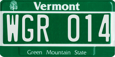 VT license plate WGR014