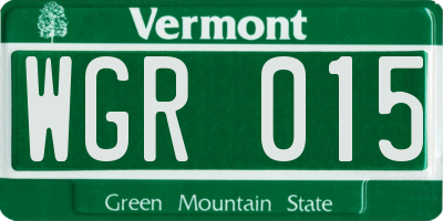 VT license plate WGR015