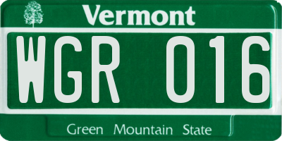 VT license plate WGR016