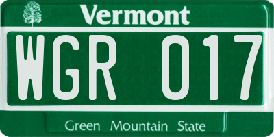 VT license plate WGR017