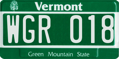 VT license plate WGR018