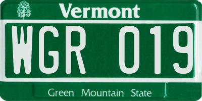 VT license plate WGR019