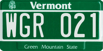 VT license plate WGR021