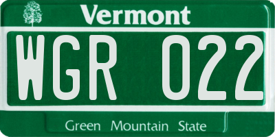 VT license plate WGR022