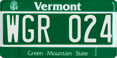 VT license plate WGR024
