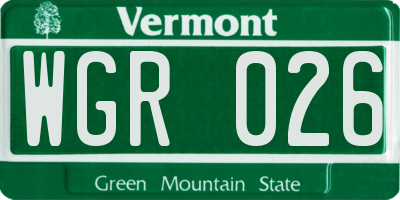 VT license plate WGR026