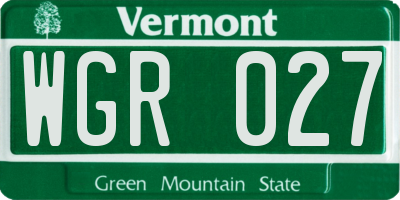 VT license plate WGR027