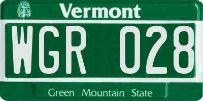 VT license plate WGR028