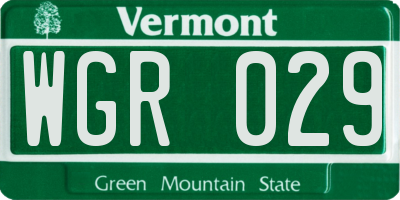 VT license plate WGR029
