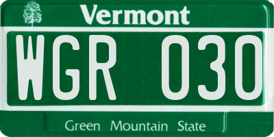 VT license plate WGR030