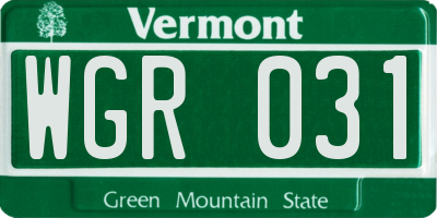 VT license plate WGR031