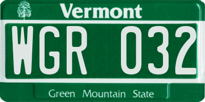 VT license plate WGR032