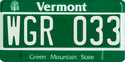 VT license plate WGR033