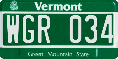 VT license plate WGR034