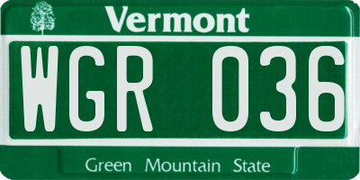 VT license plate WGR036