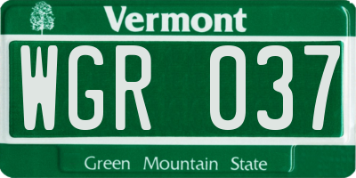 VT license plate WGR037