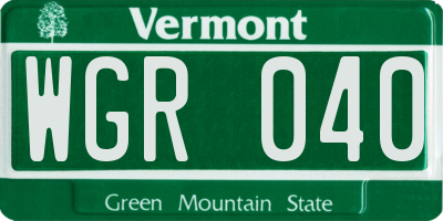 VT license plate WGR040