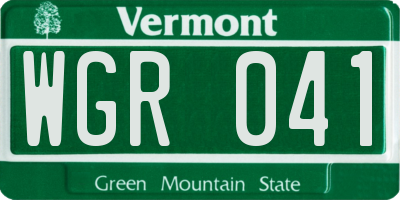 VT license plate WGR041