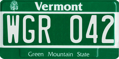 VT license plate WGR042