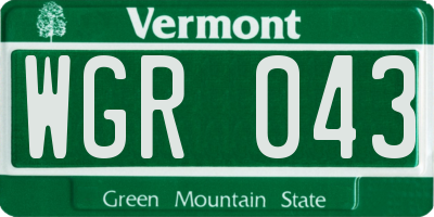 VT license plate WGR043